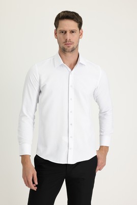 Beyaz
      
      Uzun Kol Slim Fit Desenli Klasik Pamuklu Gömlek