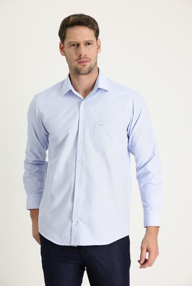 Erkek Giyim - UÇUK MAVİ 4X Beden Uzun Kol Klasik Desenli Gömlek