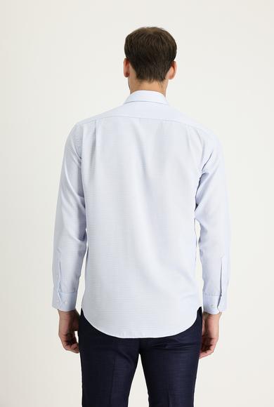 Erkek Giyim - UÇUK MAVİ XL Beden Uzun Kol Klasik Desenli Gömlek