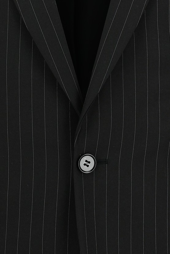 Erkek Giyim - Super Slim Fit Ekstra Dar Kesim Klasik Çizgili Takım Elbise