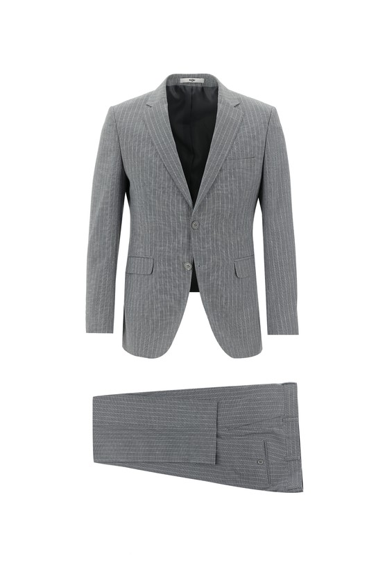 Erkek Giyim - Slim Fit Klasik Desenli Takım Elbise
