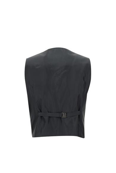 Erkek Giyim - Siyah 52 Beden Slim Fit Kombinli Yelekli Takım Elbise