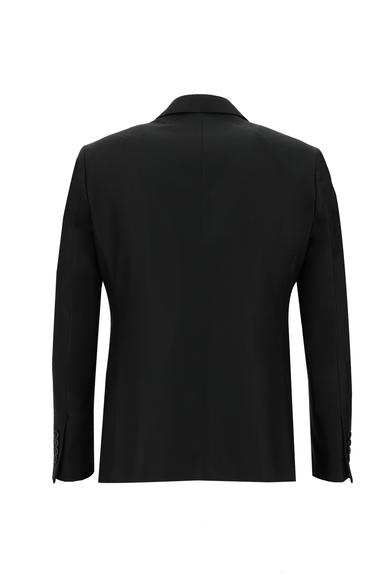 Erkek Giyim - Siyah 52 Beden Slim Fit Kombinli Yelekli Takım Elbise