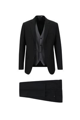 Açık Siyah
      
      Slim Fit Kombinli Yelekli Takım Elbise