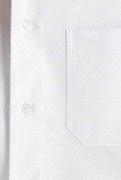 Erkek Giyim - KIRIK BEYAZ L Beden Uzun Kol Klasik Desenli Gömlek