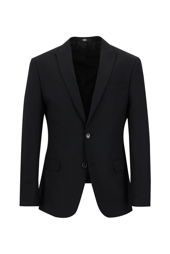 Erkek Giyim - Süper Slim Fit Klasik Çizgili Takım Elbise