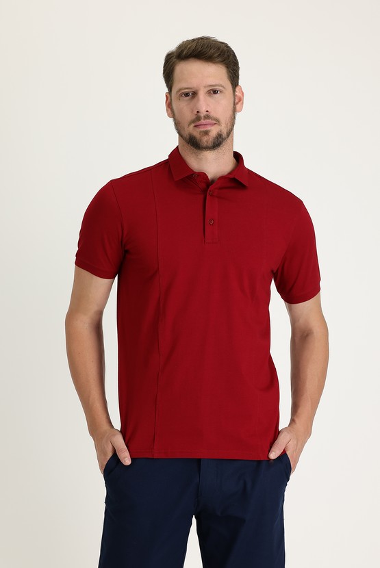 Erkek Giyim - Polo Yaka Slim Fit Pamuklu Süprem Tişört