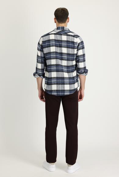 Erkek Giyim - KOYU BORDO 48 Beden Regular Fit Likralı Kanvas / Chino Pantolon