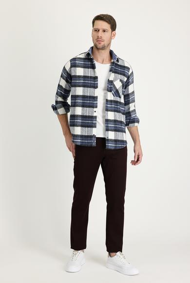 Erkek Giyim - KOYU BORDO 48 Beden Regular Fit Likralı Kanvas / Chino Pantolon
