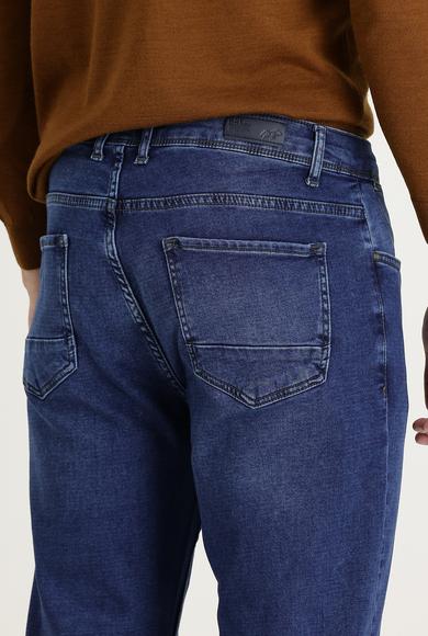 Erkek Giyim - ORTA LACİVERT 70 Beden Regular Fit Likralı Denim Pantolon