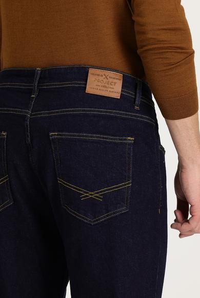 Erkek Giyim - KOYU LACİVERT 52 Beden Slim Fit Likralı Denim Pantolon
