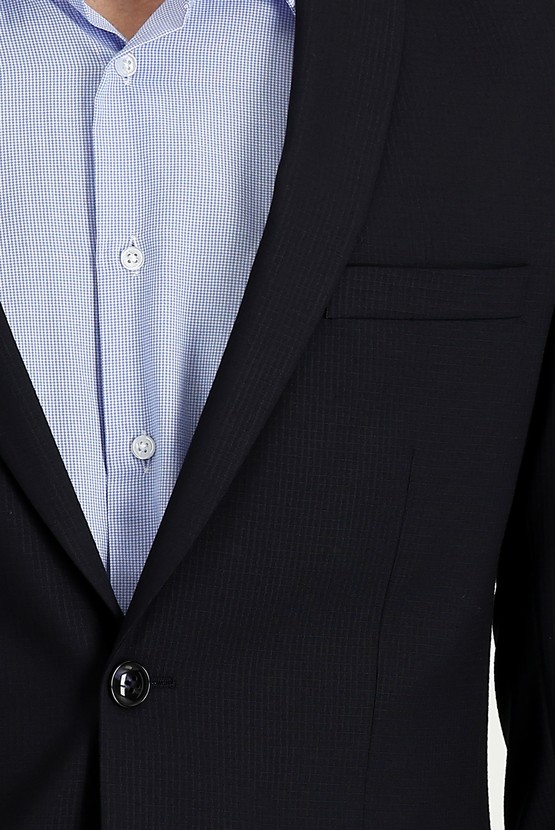 Erkek Giyim - Süper Slim Fit Desenli Blazer Ceket