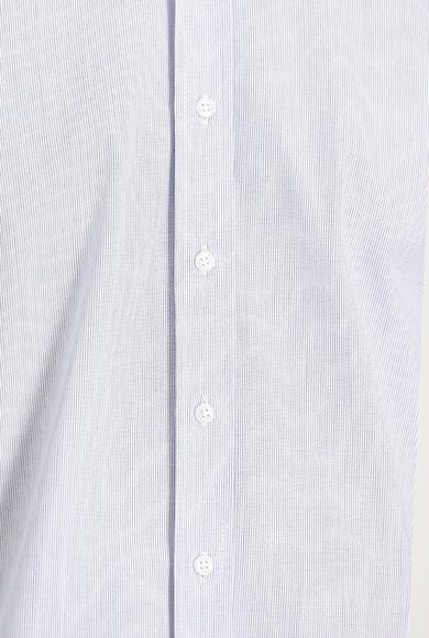 Erkek Giyim - ORTA LACİVERT L Beden Uzun Kol Regular Fit Çizgili Pamuklu Gömlek