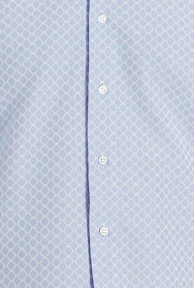 Erkek Giyim - AÇIK MAVİ 3X Beden Uzun Kol Slim Fit Desenli Gömlek