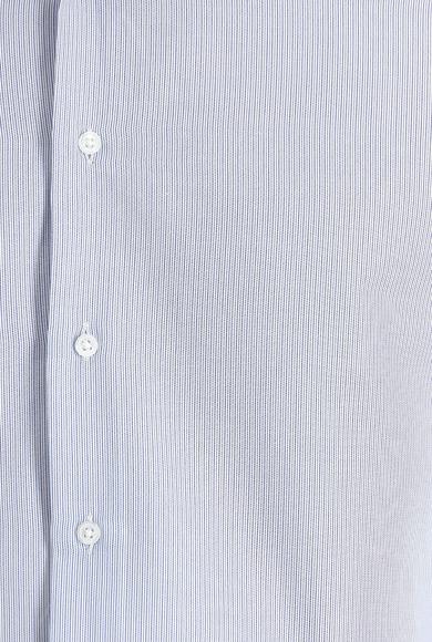 Erkek Giyim - AÇIK MAVİ S Beden Uzun Kol Slim Fit Desenli Pamuklu Gömlek