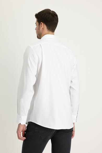 Erkek Giyim - BEYAZ 3X Beden Uzun Kol Klasik Desenli Gömlek