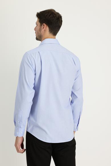 Erkek Giyim - AÇIK MAVİ XL Beden Uzun Kol Klasik Desenli Gömlek