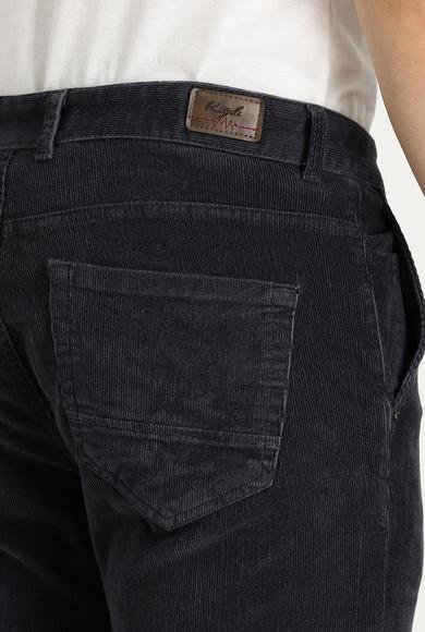Erkek Giyim - ORTA FÜME 50 Beden Regular Fit Likralı Kadife Pantolon