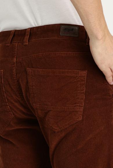 Erkek Giyim - KİREMİT 60 Beden Regular Fit Likralı Kadife Pantolon