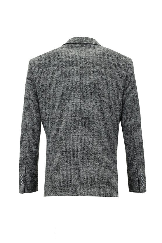 Erkek Giyim - Relax Fit Rahat Kesim Yünlü Desenli Ceket