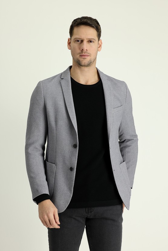 Erkek Giyim - Süper Slim Fit Desenli Ceket