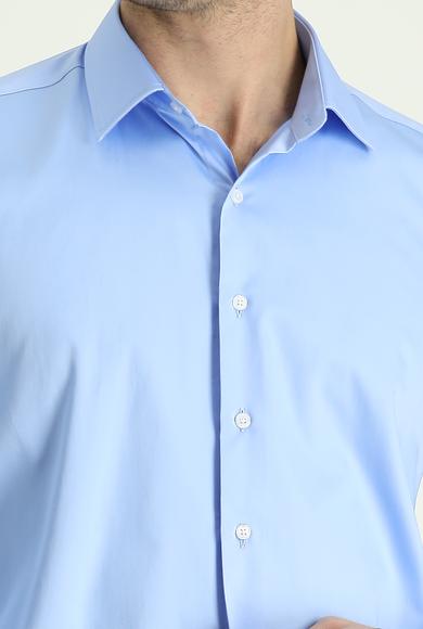Erkek Giyim - AÇIK MAVİ L Beden Uzun Kol Klasik Pamuk Gömlek