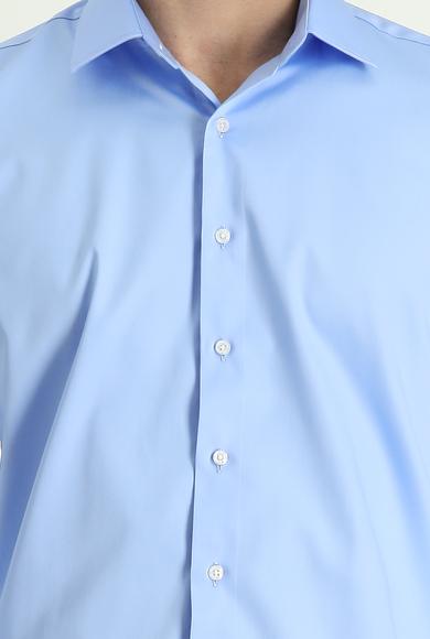 Erkek Giyim - AÇIK MAVİ M Beden Uzun Kol Slim Fit Dar Kesim Klasik Pamuk Gömlek
