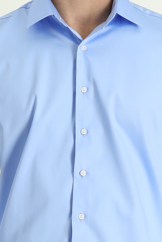 Erkek Giyim - Uzun Kol Slim Fit Dar Kesim Klasik Pamuk Gömlek