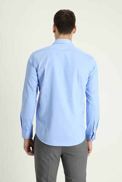 Erkek Giyim - AÇIK MAVİ M Beden Uzun Kol Slim Fit Dar Kesim Klasik Pamuk Gömlek