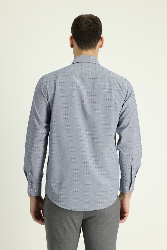Erkek Giyim - Uzun Kol Klasik Desenli Gömlek