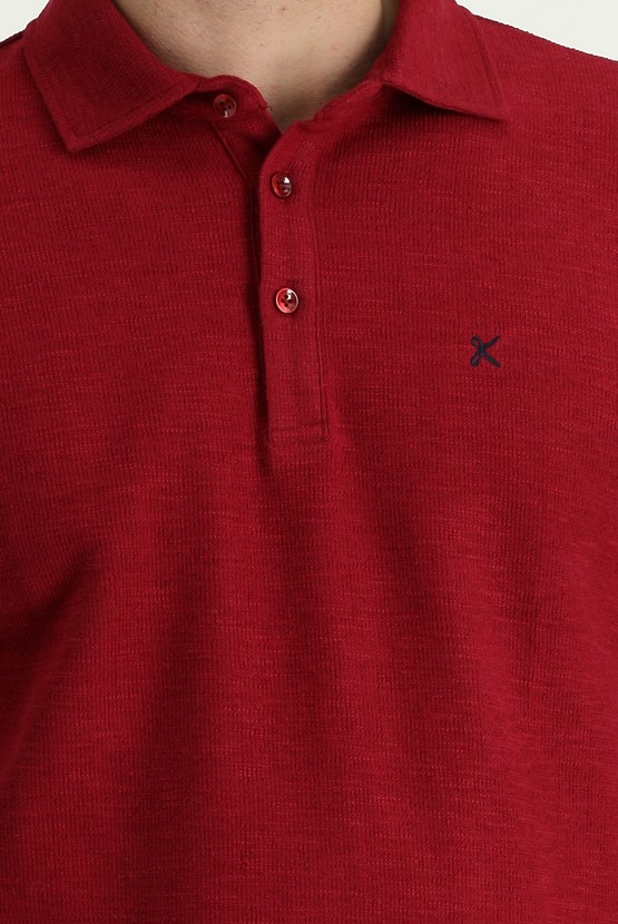 Erkek Giyim - Polo Yaka Nakışlı Pamuklu Sweatshirt