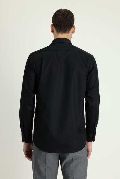 Erkek Giyim - SİYAH 4X Beden Uzun Kol Non Iron Klasik Gömlek