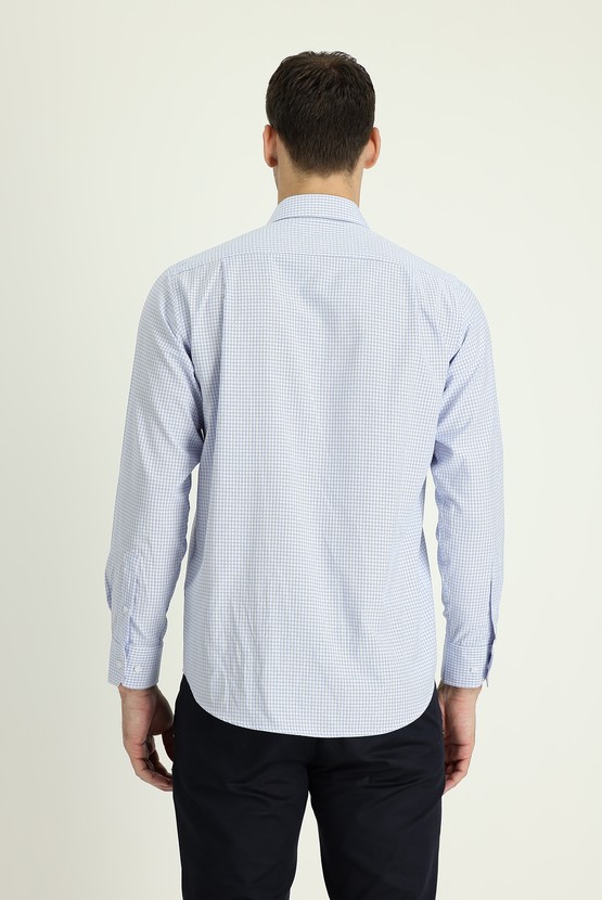 Erkek Giyim - Uzun Kol Regular Fit Ekose Spor Pamuklu Gömlek