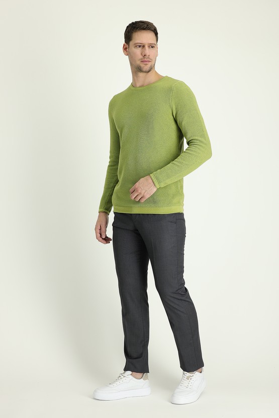Erkek Giyim - Slim Fit Dar Kesim Klasik Desenli Kumaş Pantolon