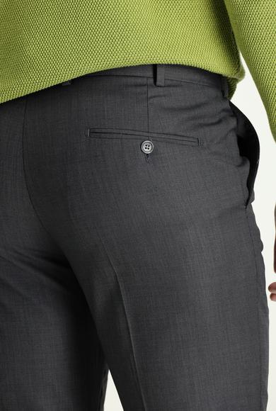 Erkek Giyim - KOYU ANTRASİT 58 Beden Slim Fit Dar Kesim Klasik Desenli Kumaş Pantolon
