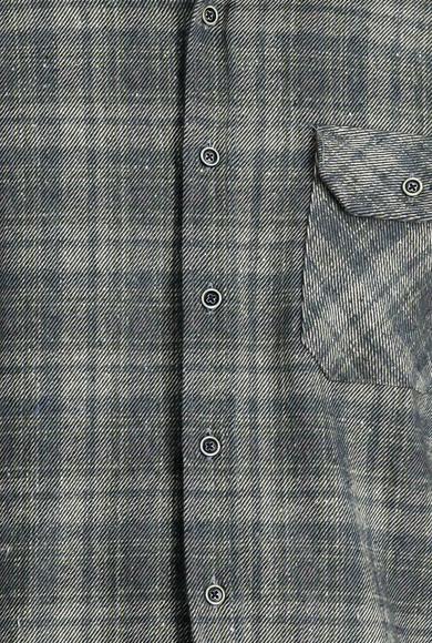 Erkek Giyim - HAVACI MAVİ M Beden Uzun Kol Regular Fit Ekose Shacket Oduncu Pamuklu Gömlek