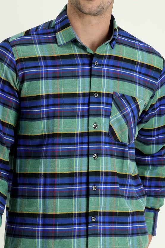 Erkek Giyim - Uzun Kol Regular Fit Ekose Oduncu Pamuklu Gömlek