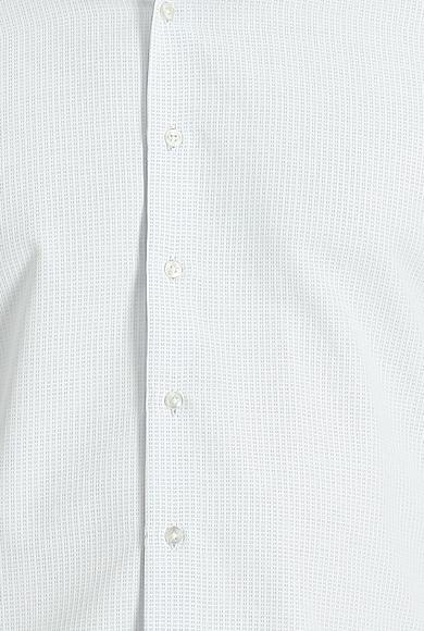 Erkek Giyim - UÇUK MAVİ XS Beden Uzun Kol Slim Fit Dar Kesim Klasik Desenli Gömlek