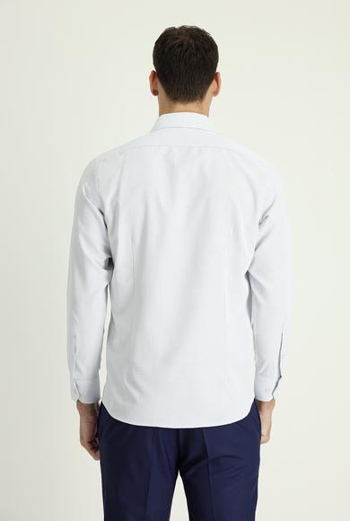 Erkek Giyim - UÇUK MAVİ XS Beden Uzun Kol Slim Fit Dar Kesim Klasik Desenli Gömlek
