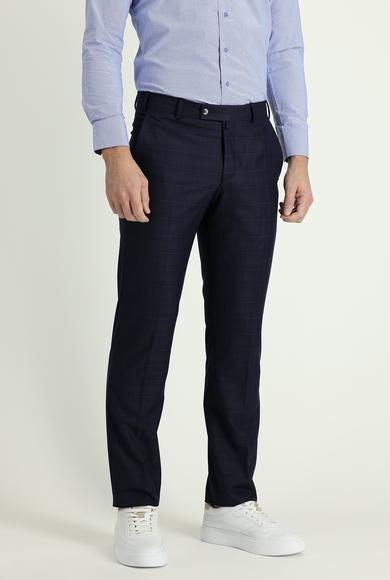 Erkek Giyim - KOYU LACİVERT 50 Beden Klasik Desenli Kumaş Pantolon