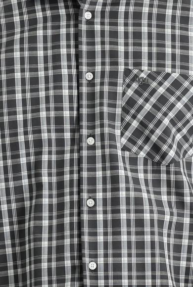 Erkek Giyim - SİYAH L Beden Uzun Kol Regular Fit Ekose Spor Pamuklu Gömlek