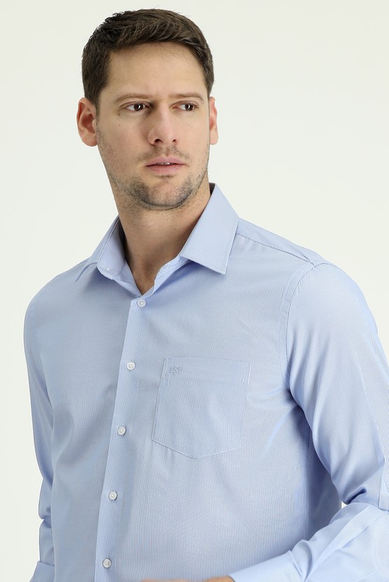 Erkek Giyim - Uzun Kol Regular Fit Klasik Çizgili Pamuklu Gömlek