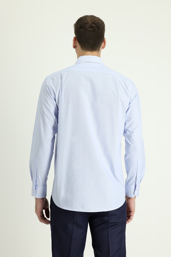 Erkek Giyim - Uzun Kol Regular Fit Klasik Çizgili Pamuklu Gömlek