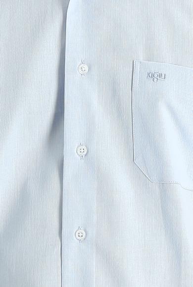 Erkek Giyim - AÇIK MAVİ 3X Beden Uzun Kol Klasik Pamuklu Gömlek
