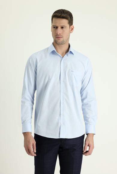 Erkek Giyim - AÇIK MAVİ 3X Beden Uzun Kol Klasik Pamuklu Gömlek