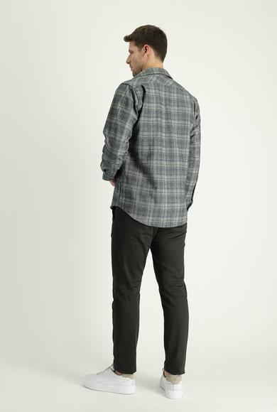 Erkek Giyim - KOYU ANTRASİT 60 Beden Regular Fit Likralı Kanvas / Chino Pantolon