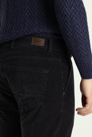 Erkek Giyim - KOYU ANTRASİT 52 Beden Regular Fit Likralı Kadife Pantolon