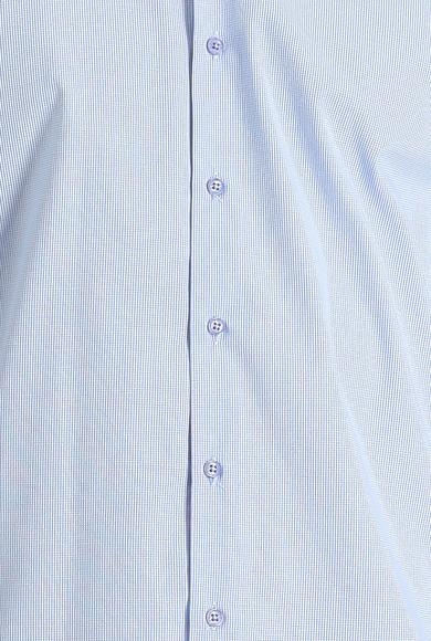 Erkek Giyim - AÇIK MAVİ S Beden Uzun Kol Slim Fit Klasik Desenli Pamuklu Gömlek