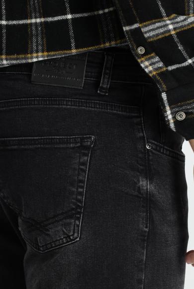 Erkek Giyim - SİYAH 48 Beden Slim Fit Dar Kesim Likralı Denim Pantolon