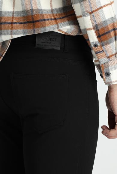 Erkek Giyim - Siyah 50 Beden Süper Slim Fit Likralı Kanvas / Chino Pantolon
